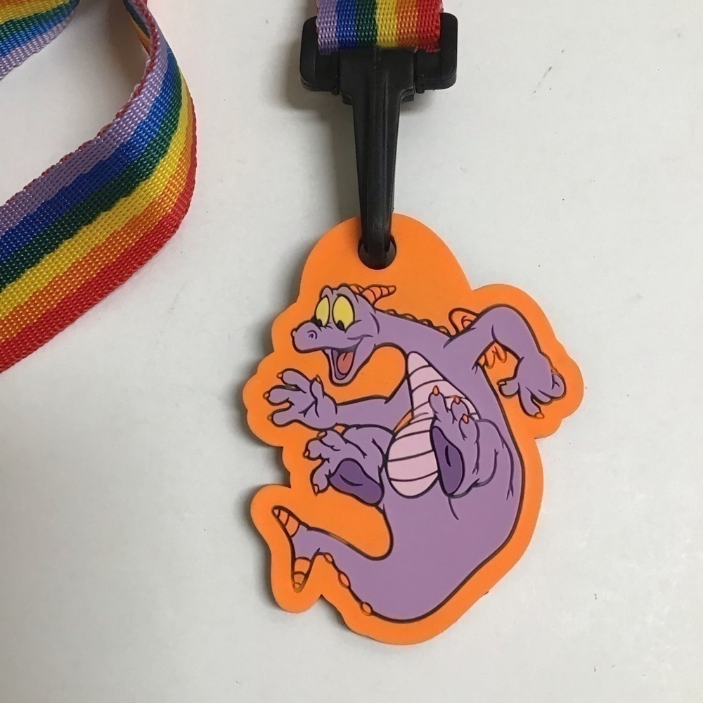 Disney Figment Pin Trading Lanyard 2002 Rainbow 3” Soft Rubber Charm Vintage NEW